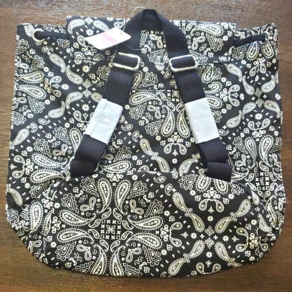 New Victoria's Secret Black & White Bandana Backpack Purse - Picture 2 of 8